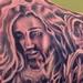 Tattoos - black and gray jesus tattoo with filigree - 56036